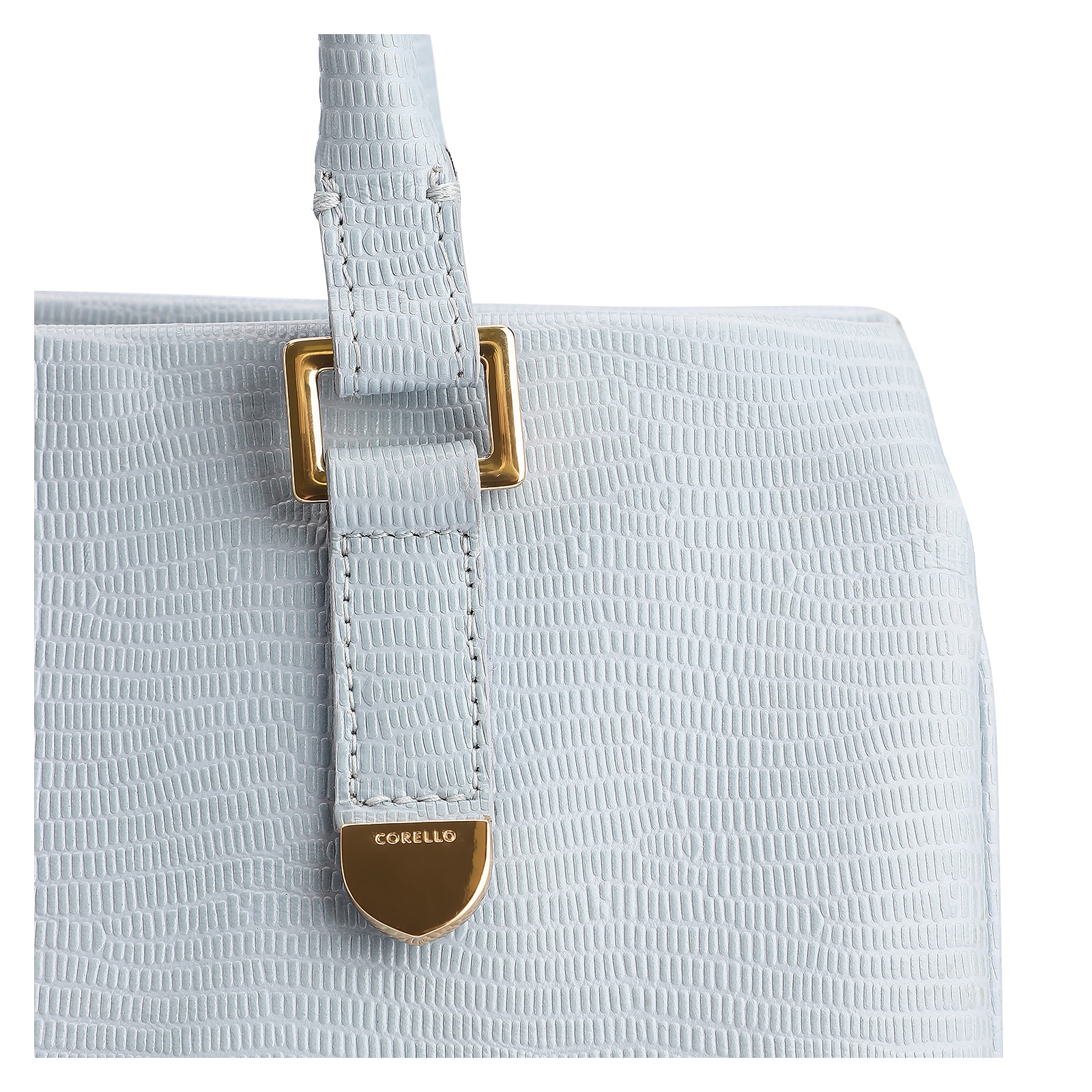 Bolsa Tote Couro Lezard Azul