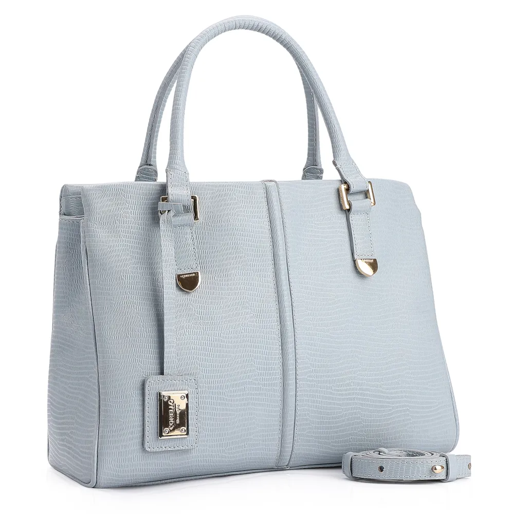 Bolsa Tote Couro Lezard Azul - imagem 2