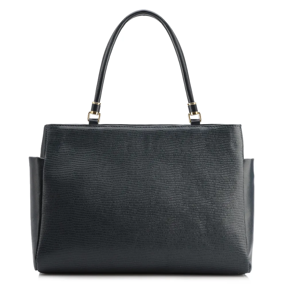 Bolsa Tote Couro Lezard Azul /Couro Azul Bolso Lateral - imagem 3