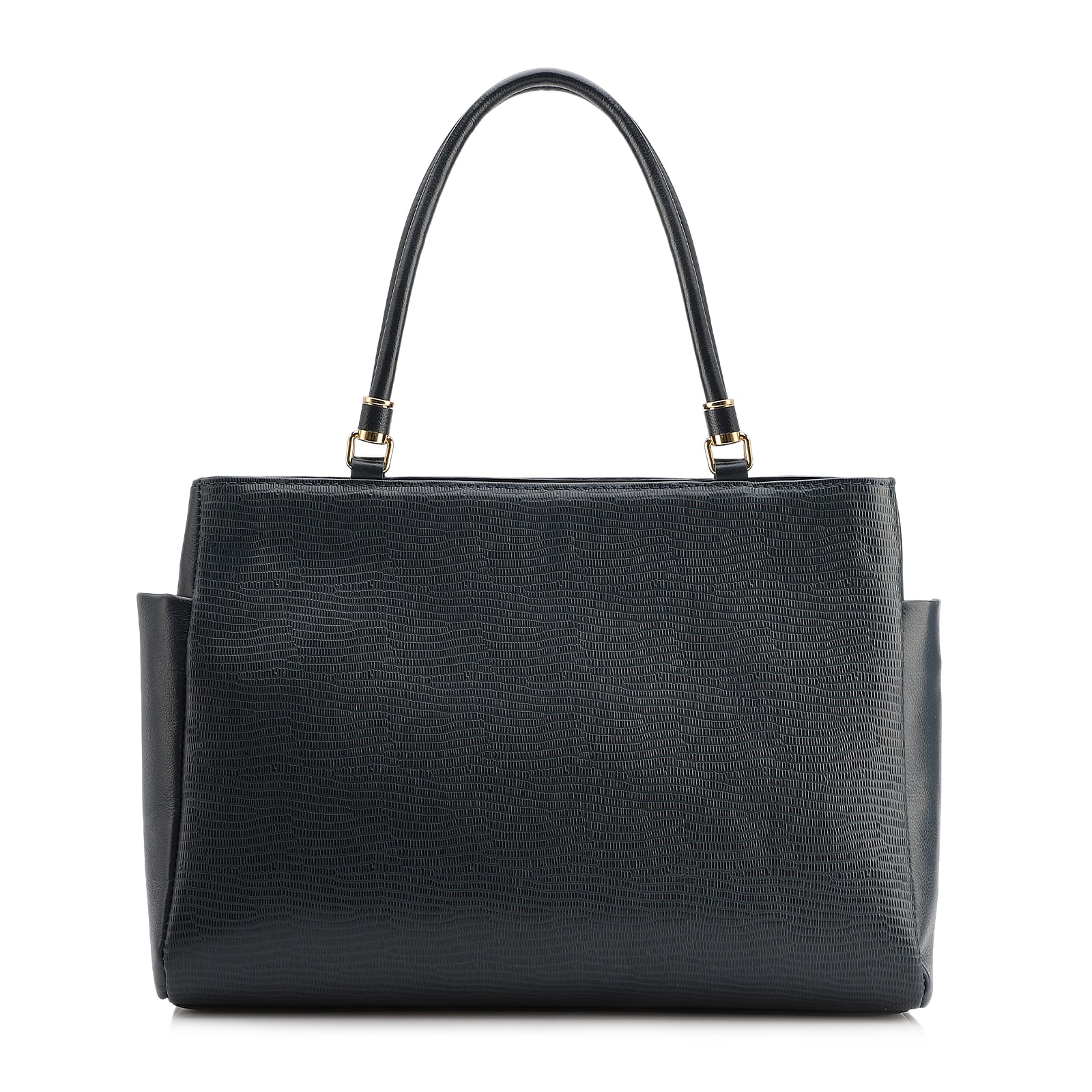 Bolsa Tote Couro Lezard Azul /Couro Azul Bolso Lateral