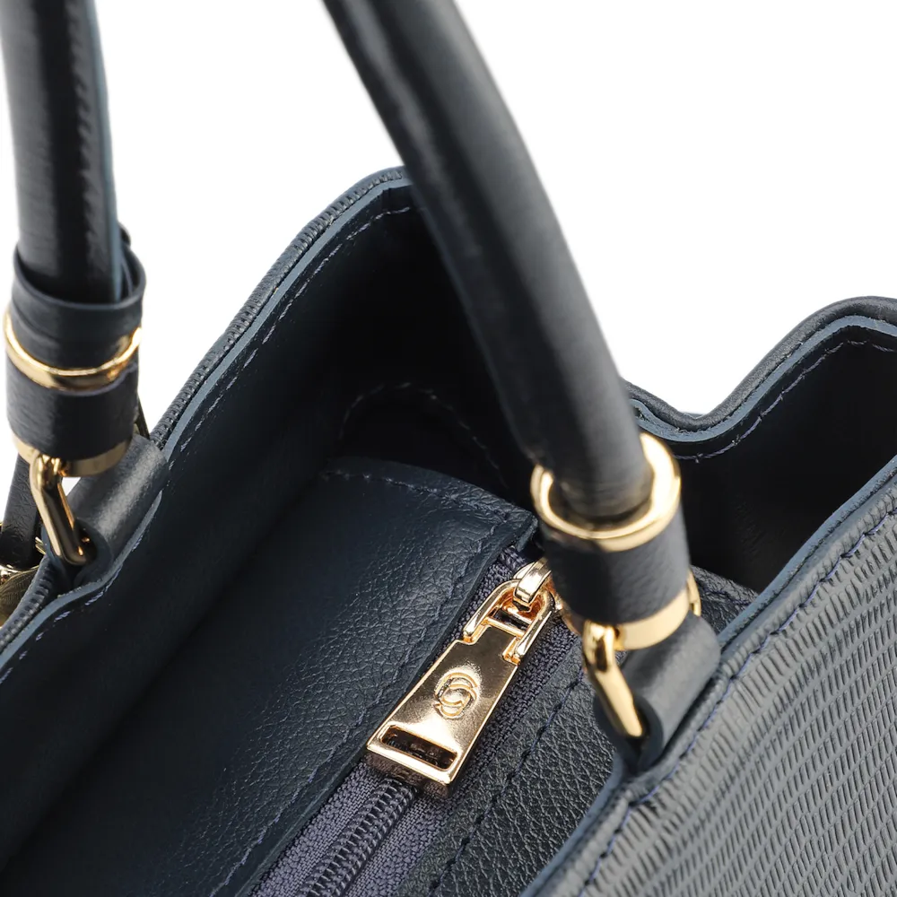 Bolsa Tote Couro Lezard Azul /Couro Azul Bolso Lateral - imagem 5