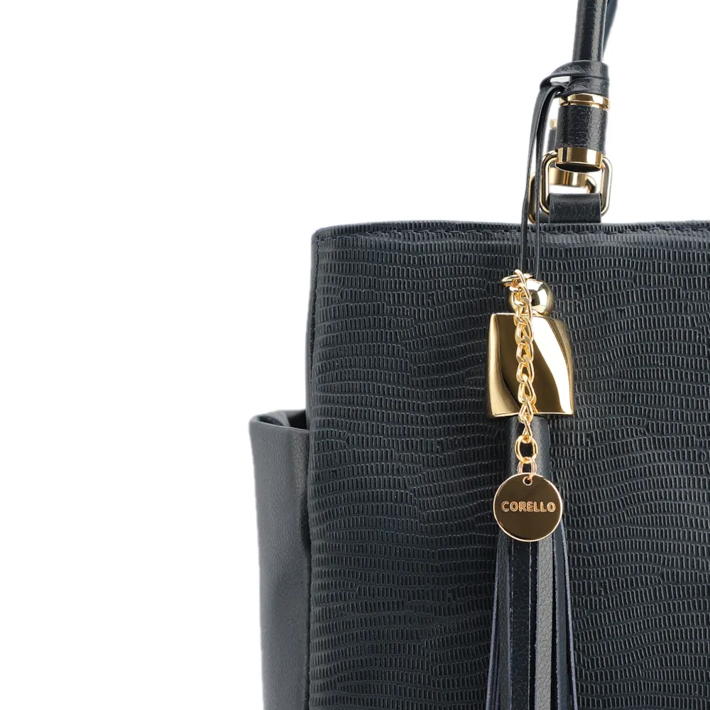 Bolsa Tote Couro Lezard Azul /Couro Azul Bolso Lateral - imagem 7