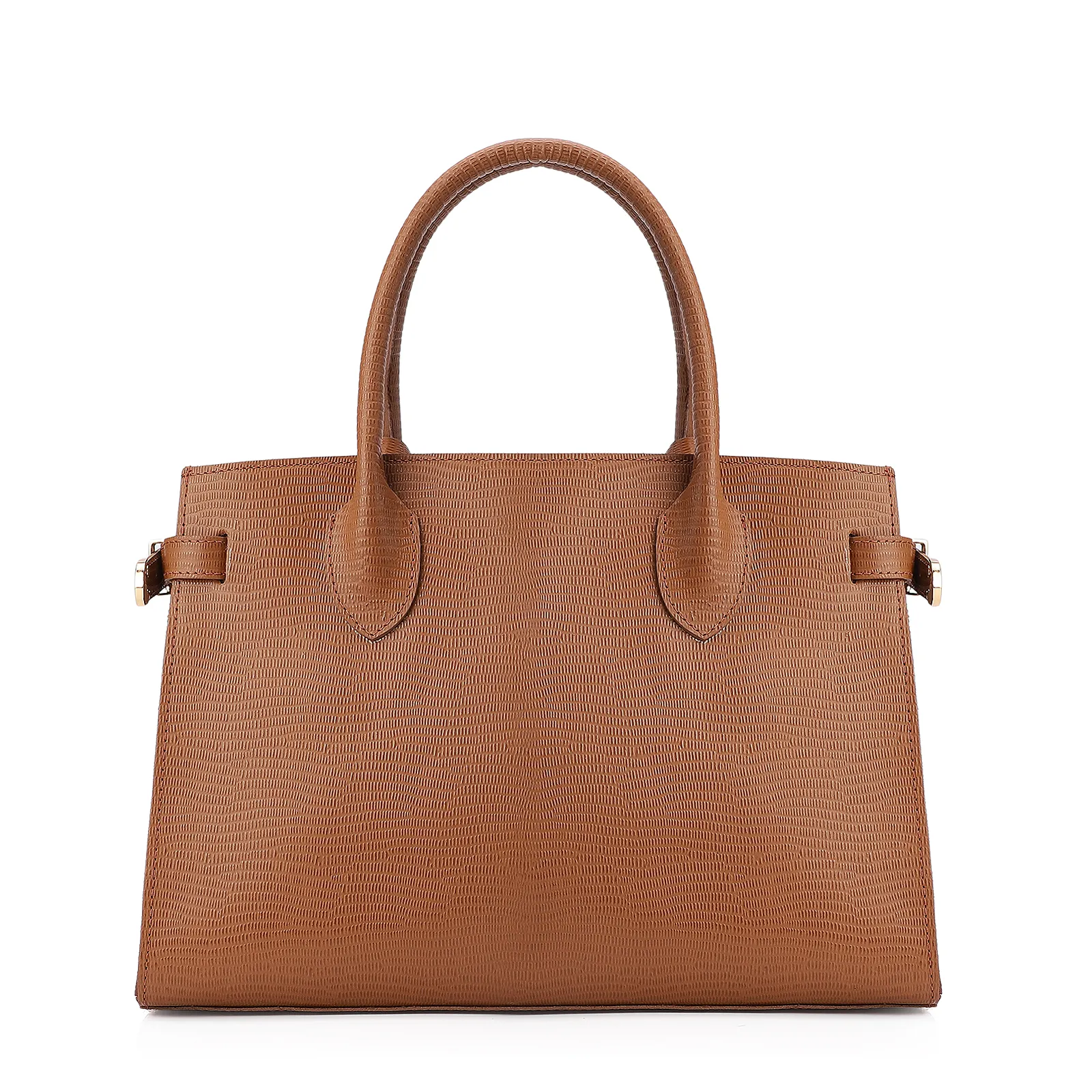 Bolsa Tote Couro Lezard Marrom
