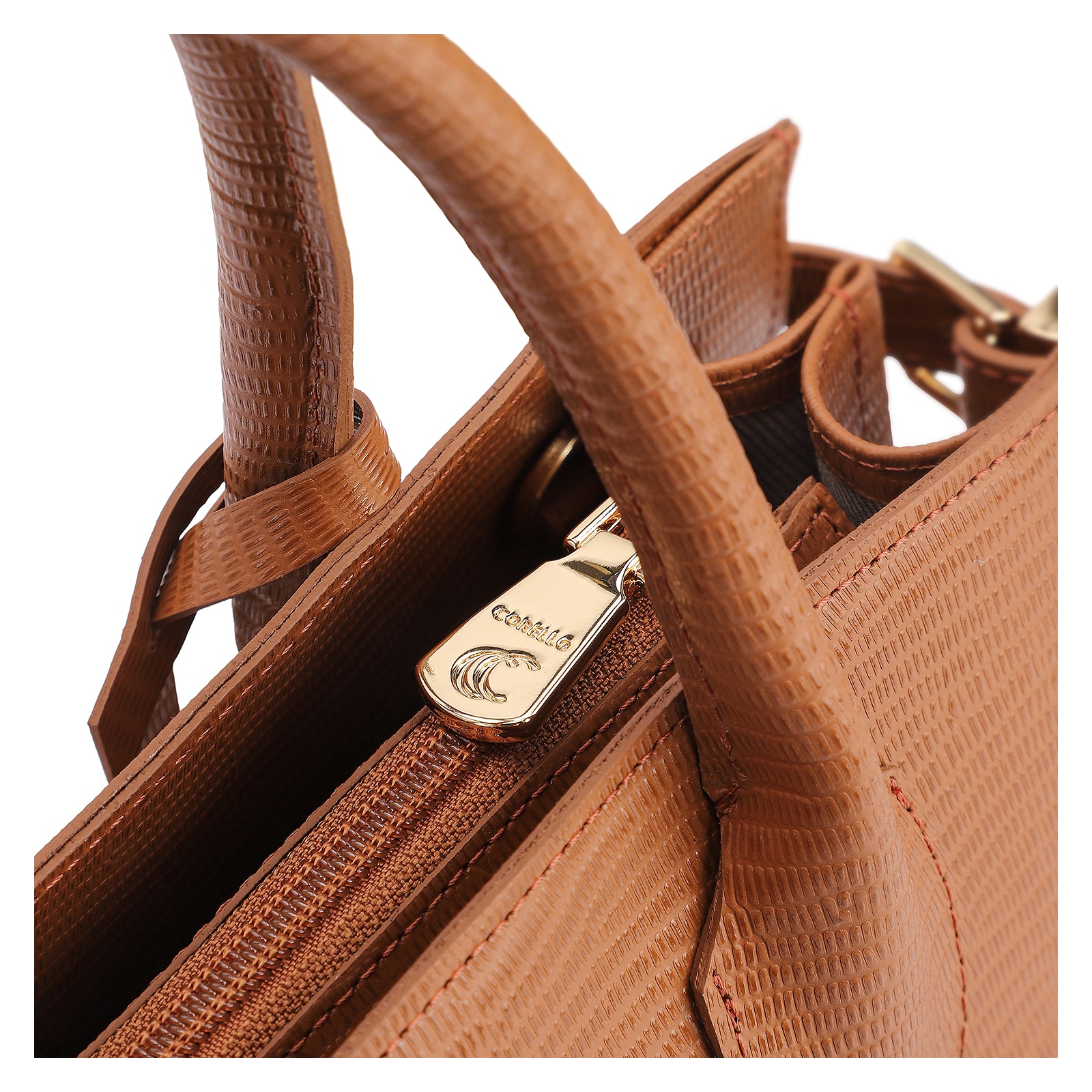 Bolsa Tote Couro Lezard Marrom