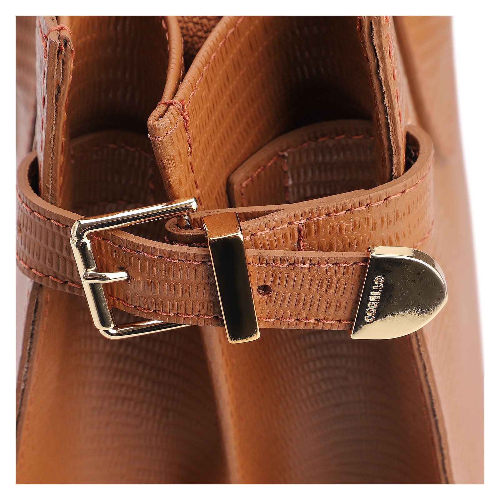 Bolsa Tote Couro Lezard Marrom