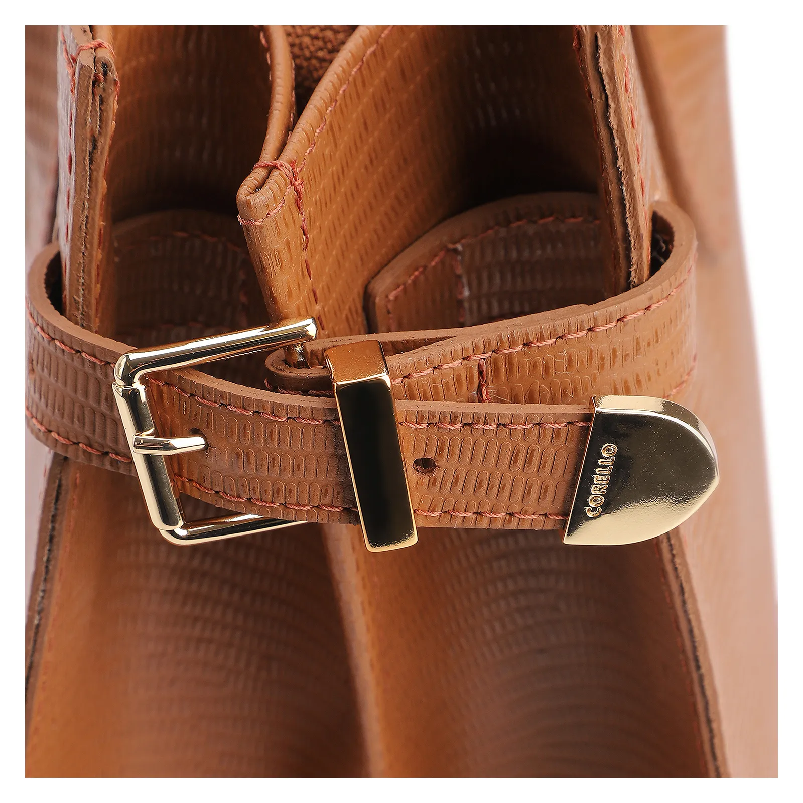 Bolsa Tote Couro Lezard Marrom