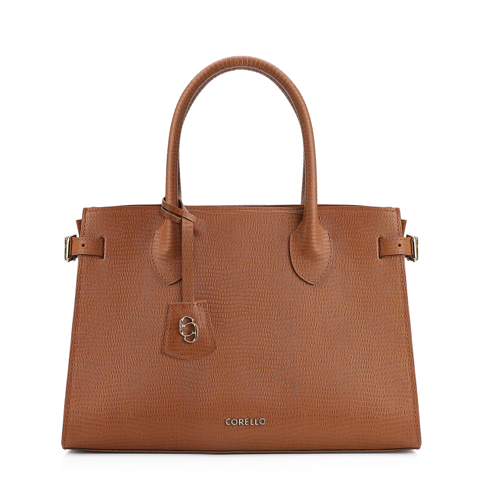 Bolsa Tote Couro Lezard Marrom