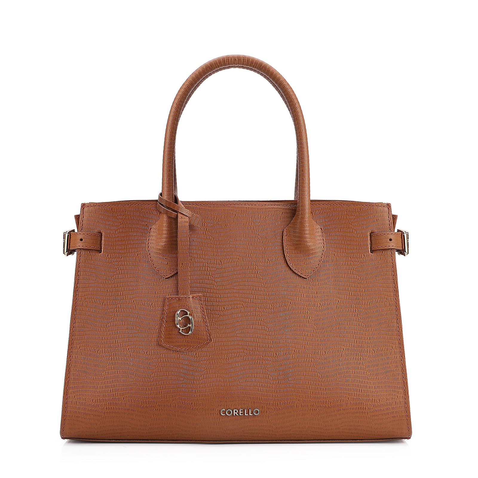 Bolsa Tote Couro Lezard Marrom