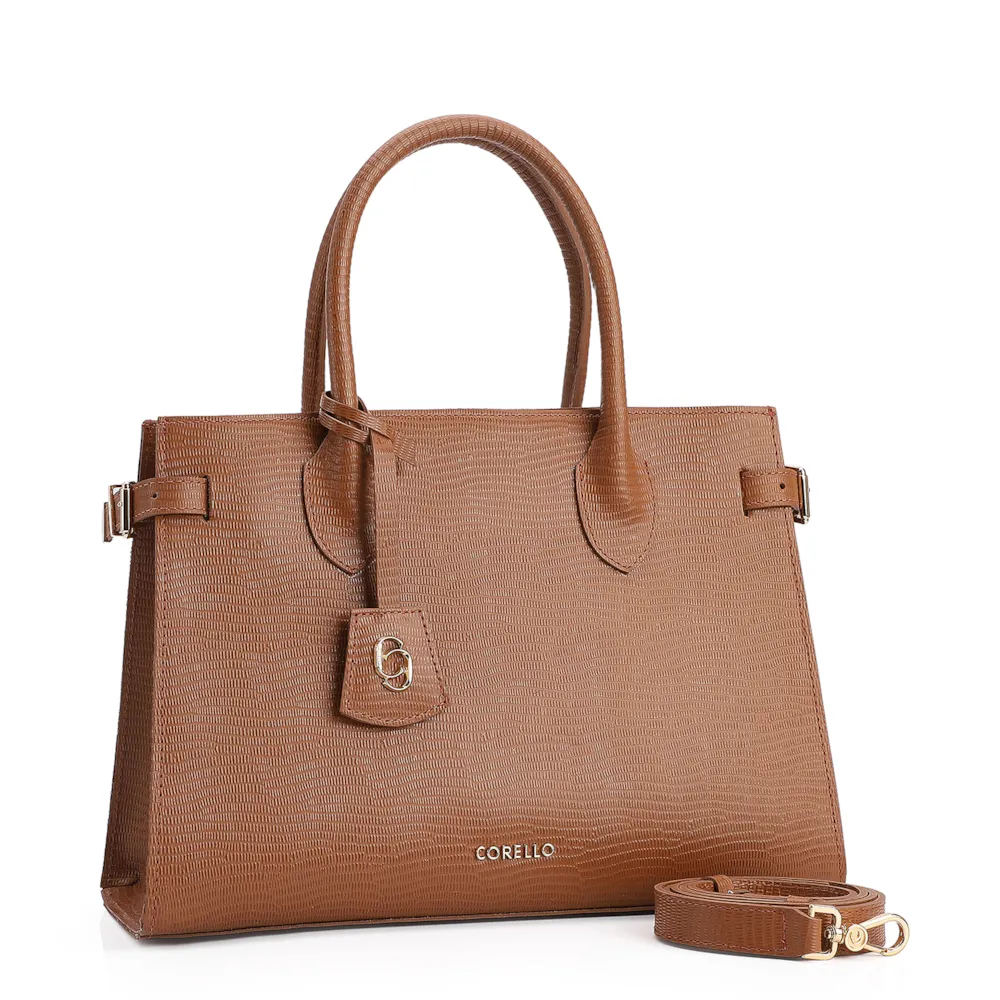 Bolsa Tote Couro Lezard Marrom - imagem 2