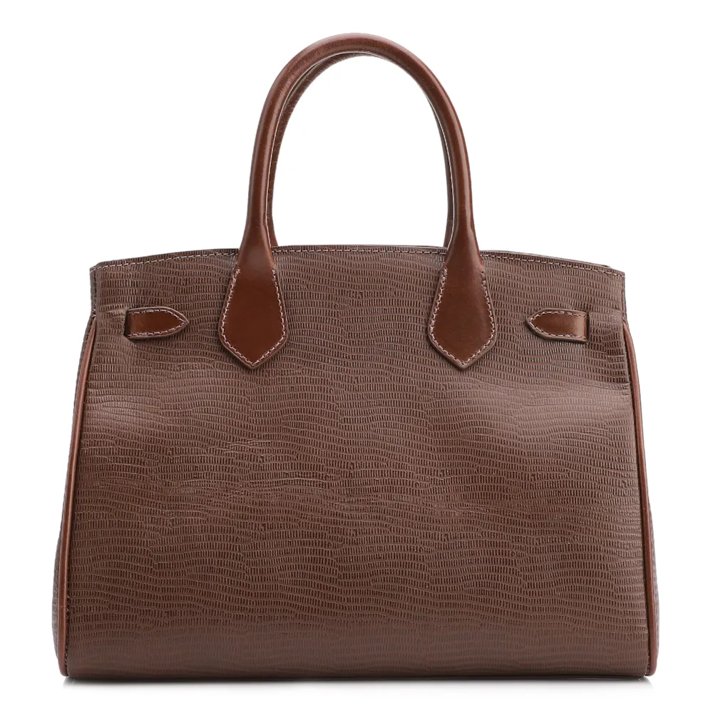 Bolsa Tote Couro Lezard Marrom/Couro Marrom - imagem 3