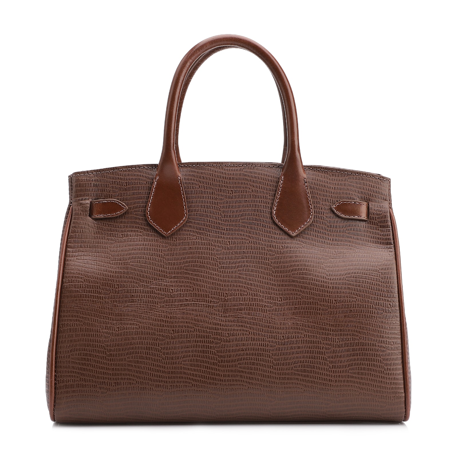 Bolsa Tote Couro Lezard Marrom/Couro Marrom
