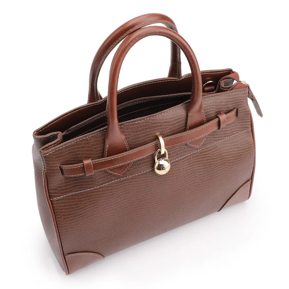 Bolsa Tote Couro Lezard Marrom/Couro Marrom - imagem 4