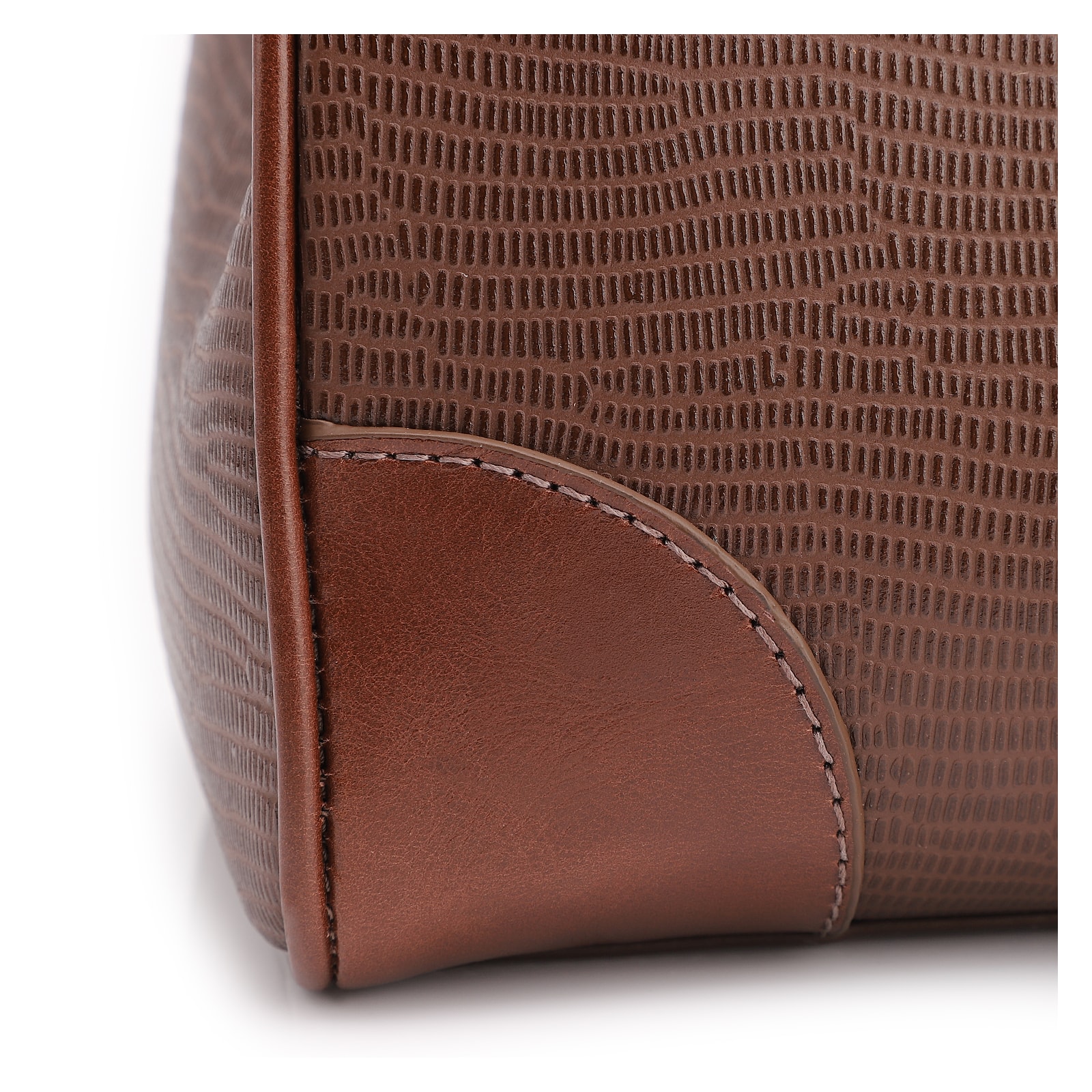 Bolsa Tote Couro Lezard Marrom/Couro Marrom