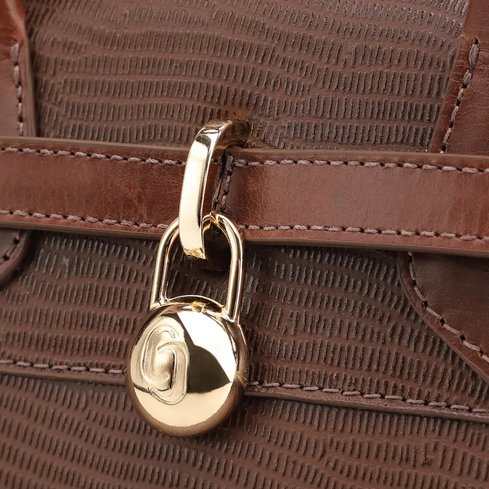 Bolsa Tote Couro Lezard Marrom/Couro Marrom - imagem 7