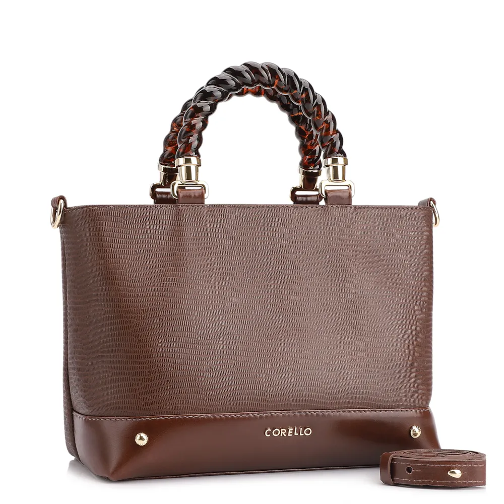 Bolsa Tote Couro Lezard Marrom/Couro Marrom - imagem 3