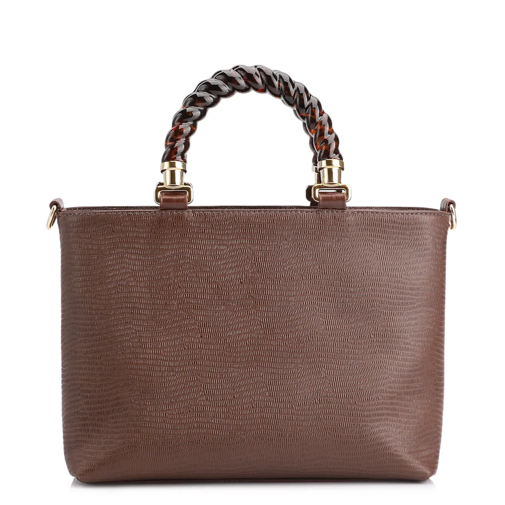 Bolsa Tote Couro Lezard Marrom/Couro Marrom - imagem 4