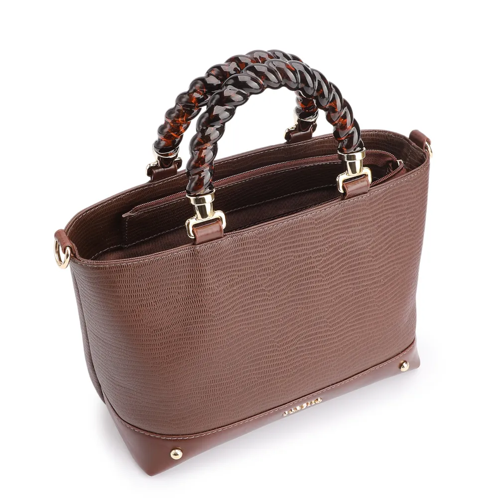 Bolsa Tote Couro Lezard Marrom/Couro Marrom - imagem 5