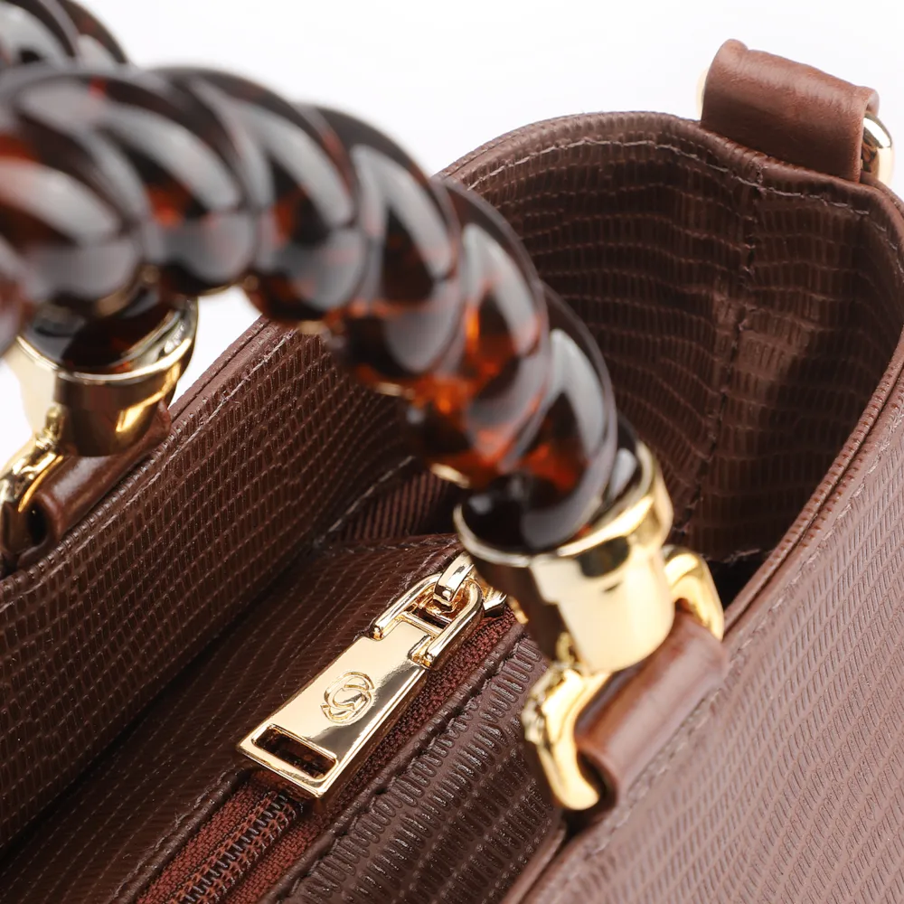 Bolsa Tote Couro Lezard Marrom/Couro Marrom - imagem 6