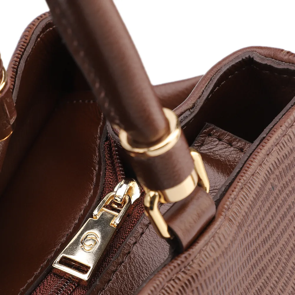 Bolsa Tote Couro Lezard Marrom /Couro Marrom Bolso Lateral - imagem 5