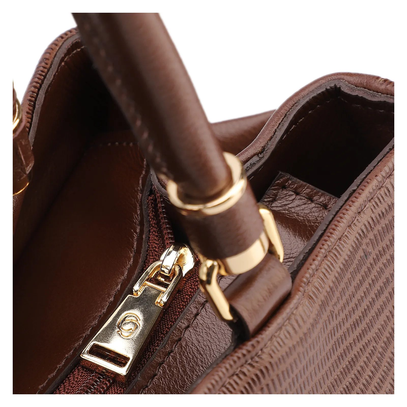 Bolsa Tote Couro Lezard Marrom /Couro Marrom Bolso Lateral