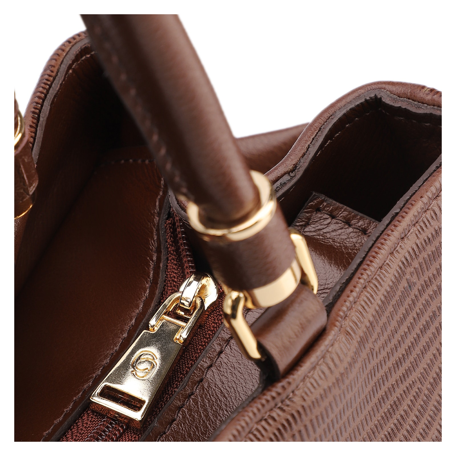Bolsa Tote Couro Lezard Marrom /Couro Marrom Bolso Lateral