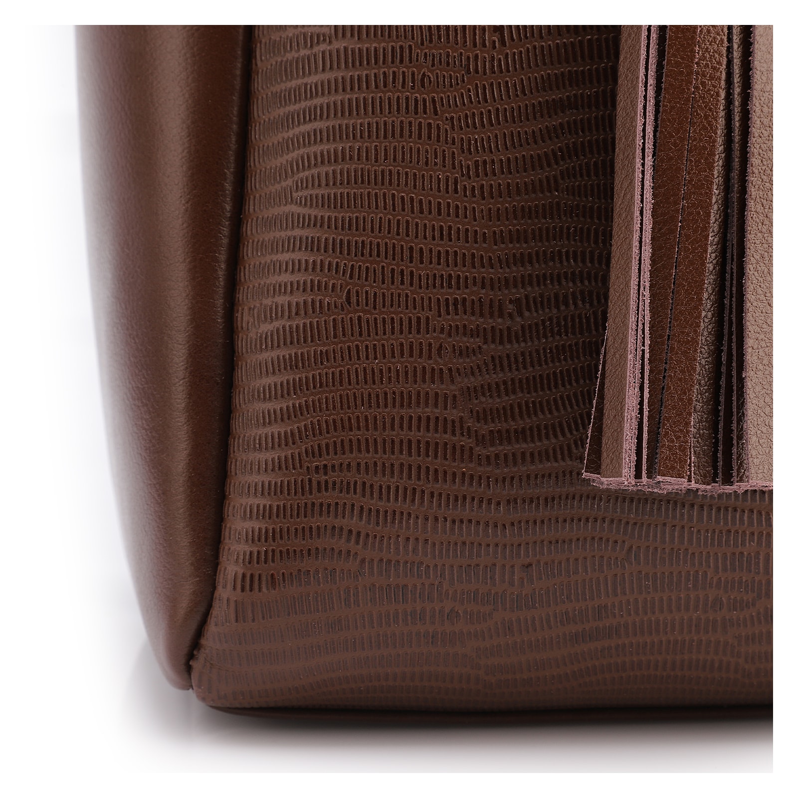 Bolsa Tote Couro Lezard Marrom /Couro Marrom Bolso Lateral