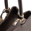 Bolsa Tote Couro Lezard Marrom Escuro /Couro  Marrom Escuro Bolso Lateral - imagem 5