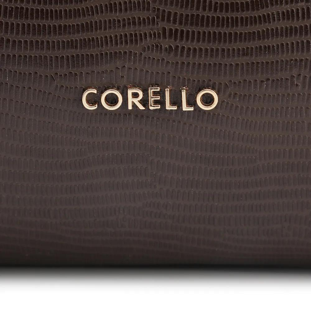 Bolsa Tote Couro Lezard Marrom Escuro /Couro  Marrom Escuro Bolso Lateral - imagem 6
