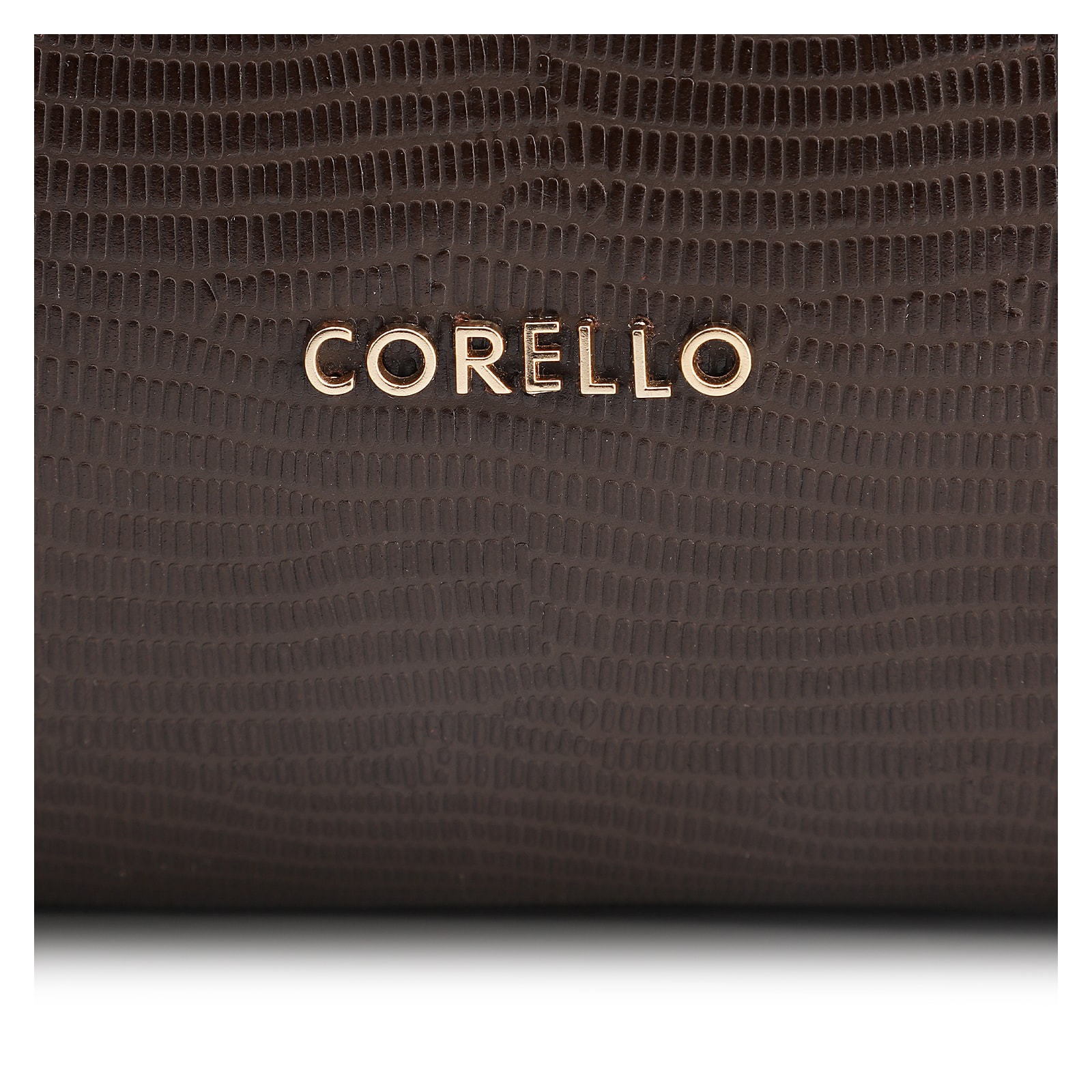 Bolsa Tote Couro Lezard Marrom Escuro /Couro Marrom Escuro Bolso Lateral