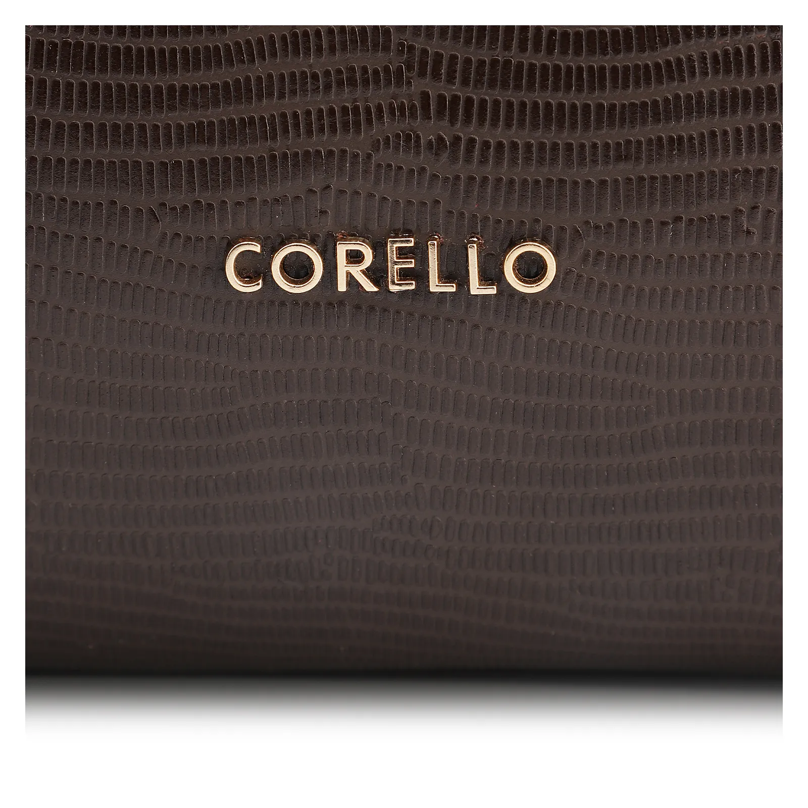 Bolsa Tote Couro Lezard Marrom Escuro /Couro Marrom Escuro Bolso Lateral