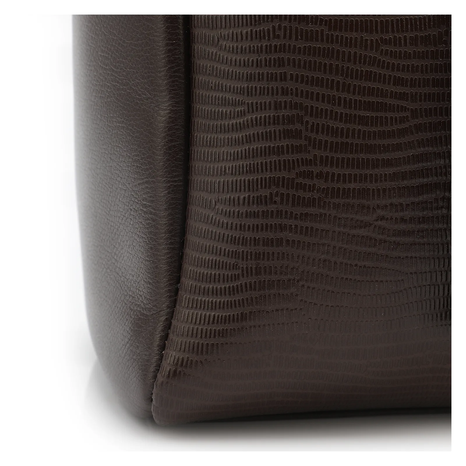 Bolsa Tote Couro Lezard Marrom Escuro /Couro  Marrom Escuro Bolso Lateral