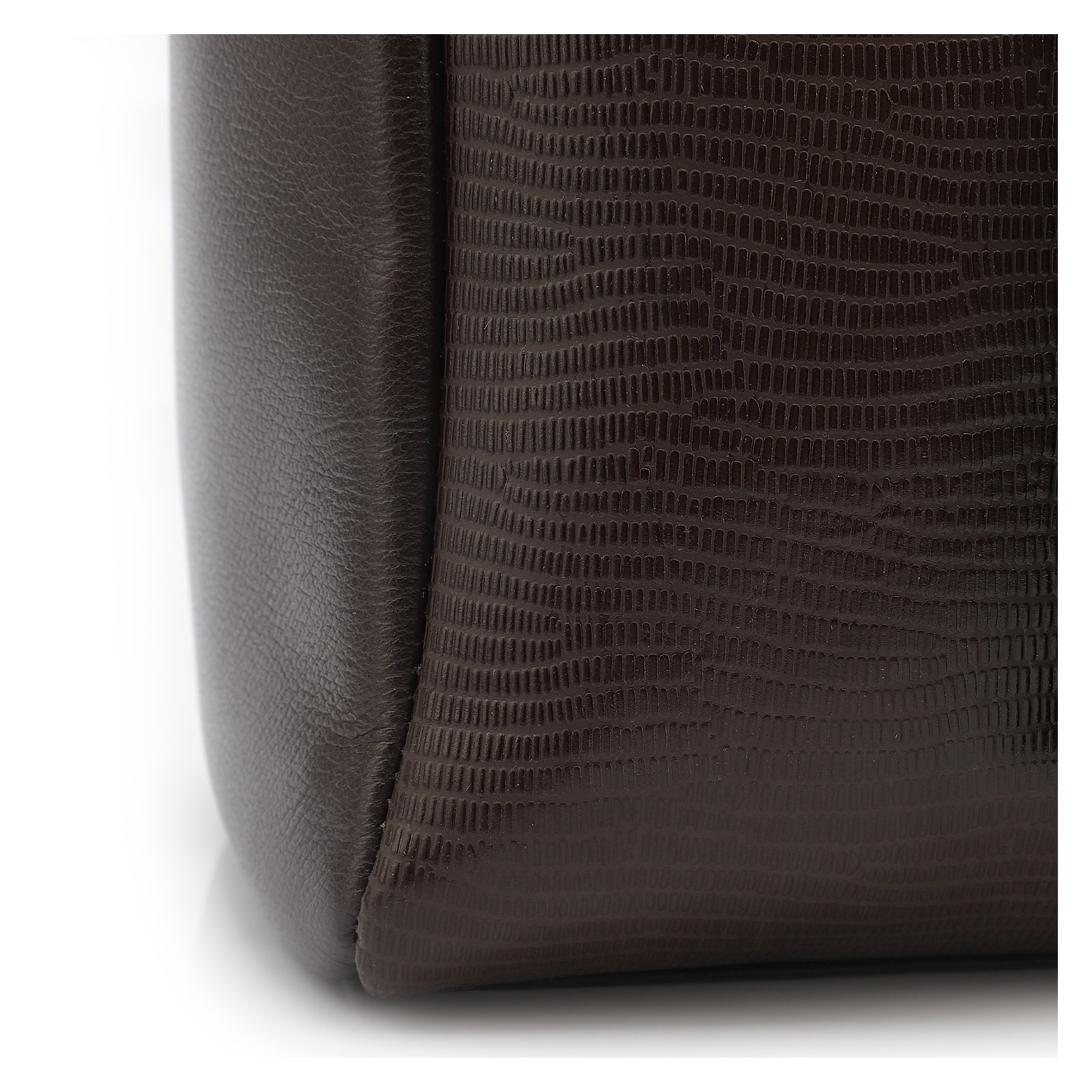 Bolsa Tote Couro Lezard Marrom Escuro /Couro Marrom Escuro Bolso Lateral