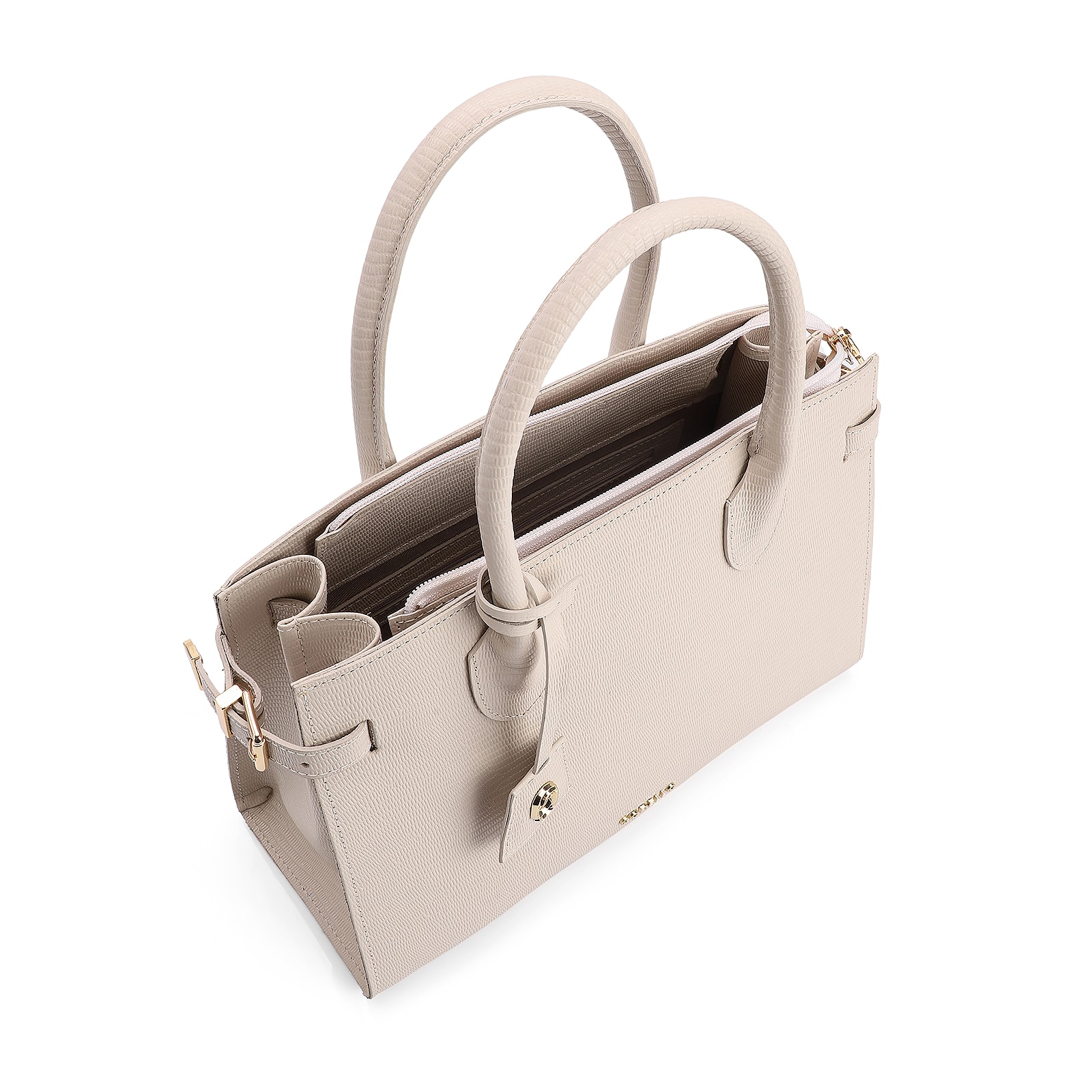 Bolsa Tote Couro Lezard Off White
