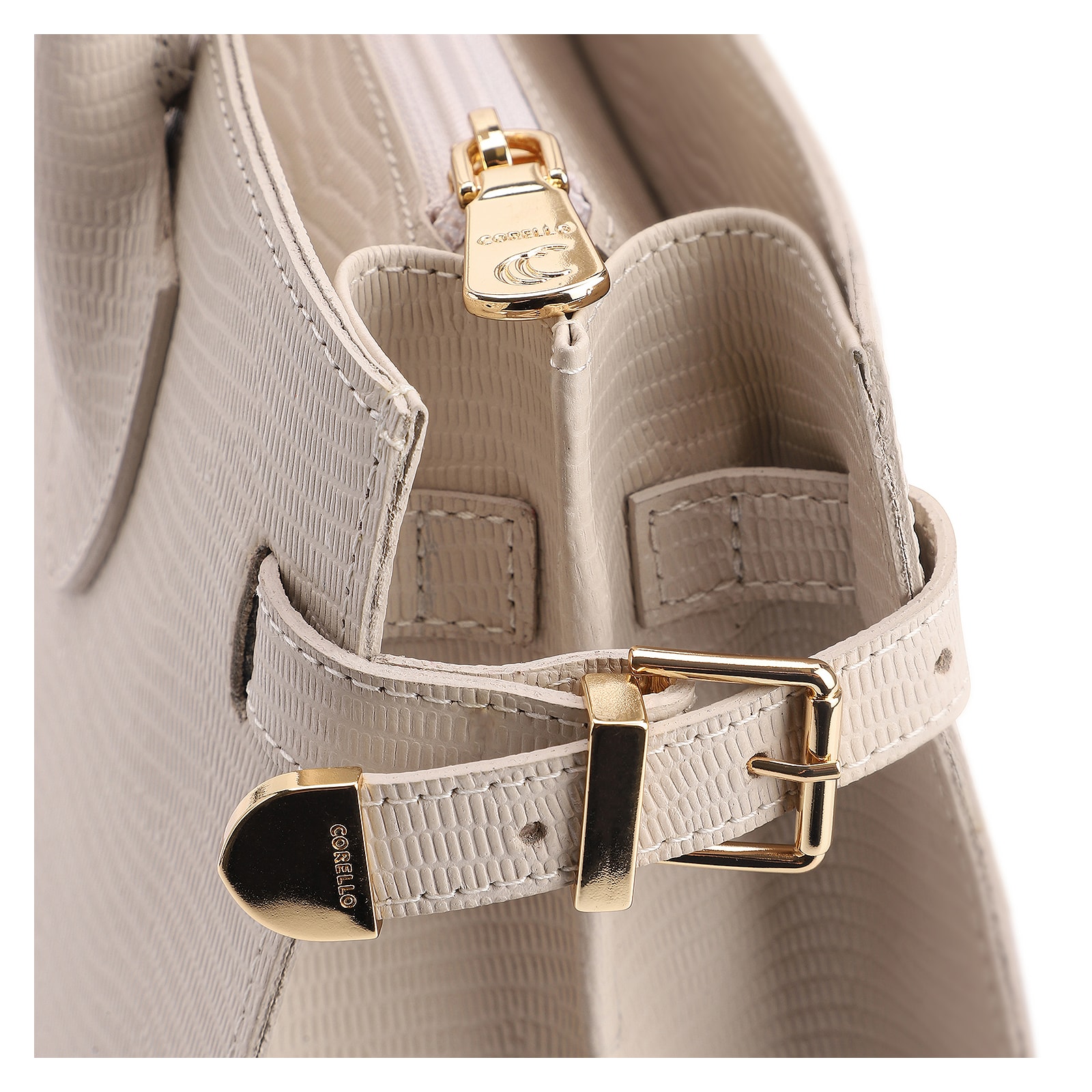 Bolsa Tote Couro Lezard Off White
