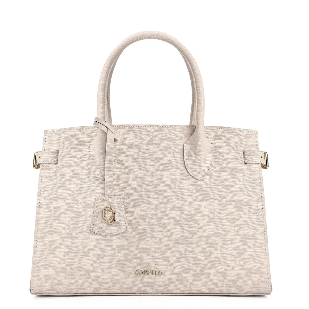 Bolsa Tote Couro Lezard Off White