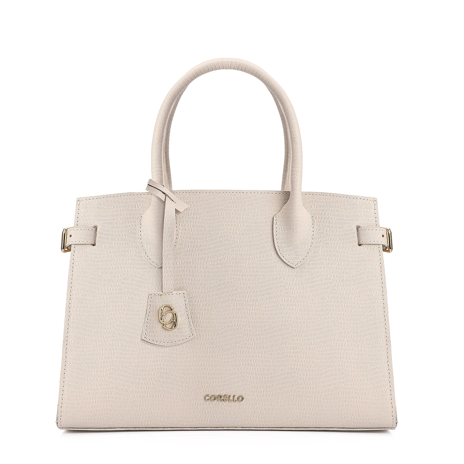 Bolsa Tote Couro Lezard Off White