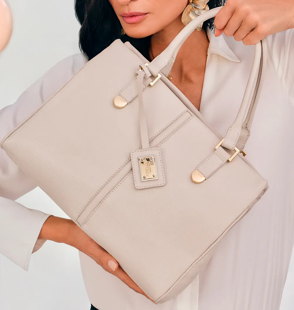 Bolsa Tote Couro Lezard Off White - imagem 2