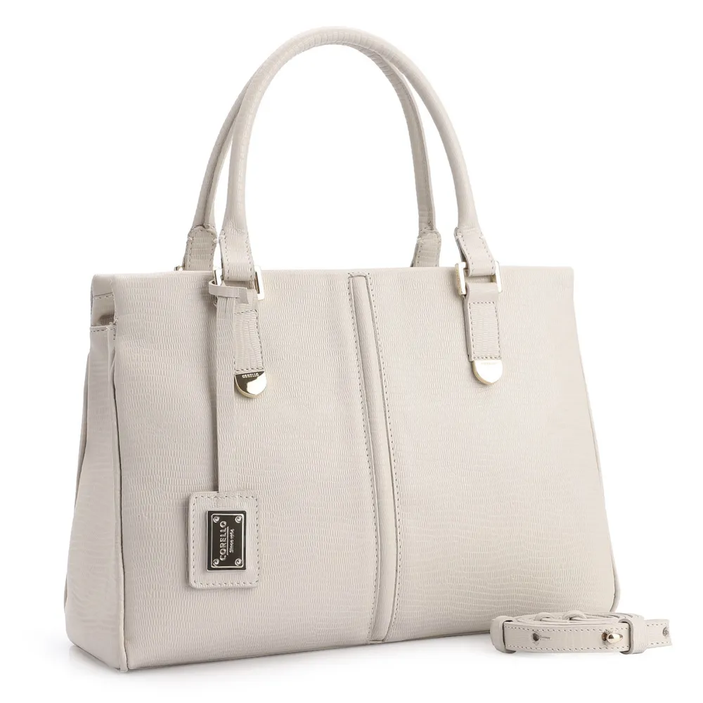 Bolsa Tote Couro Lezard Off White - imagem 3