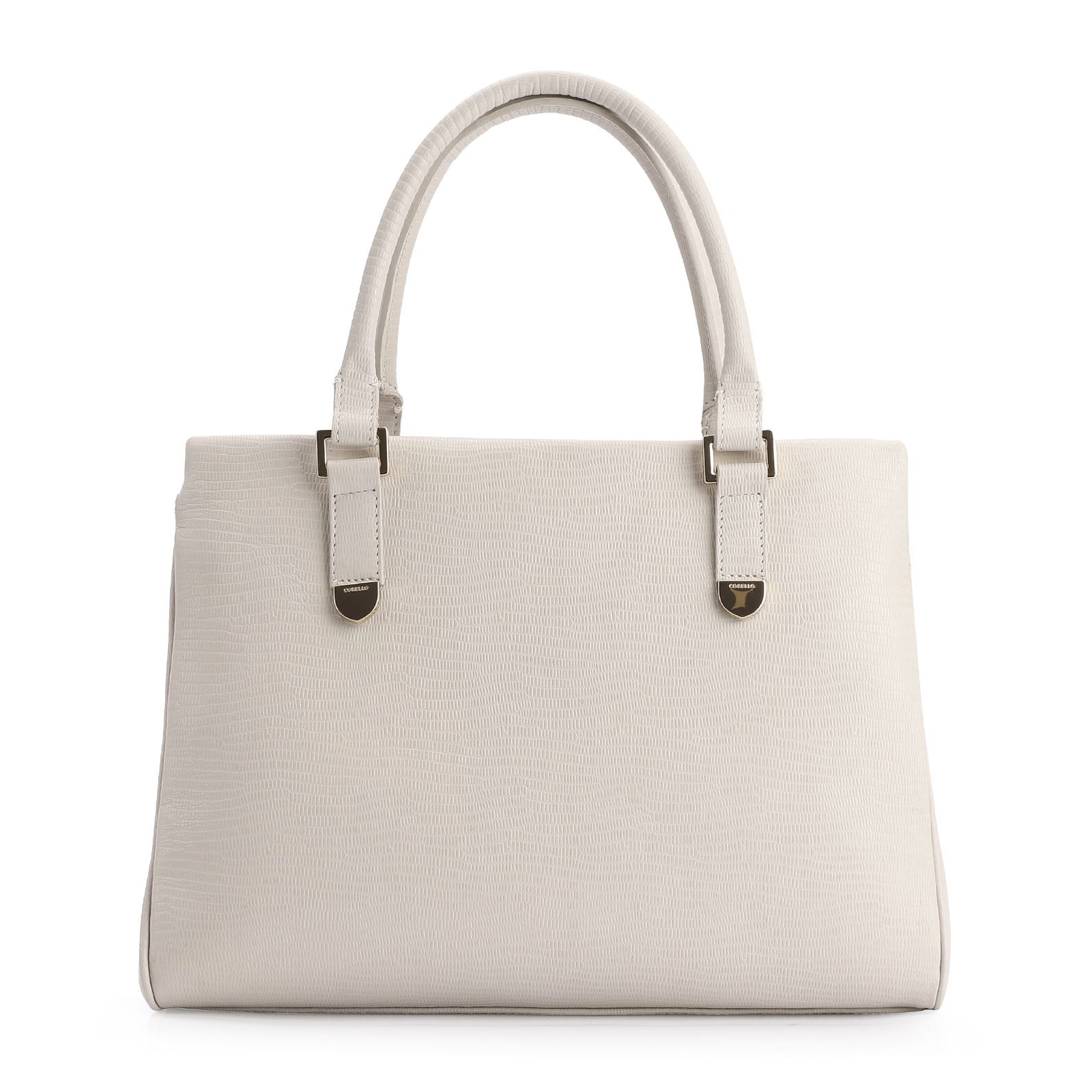Bolsa Tote Couro Lezard Off White