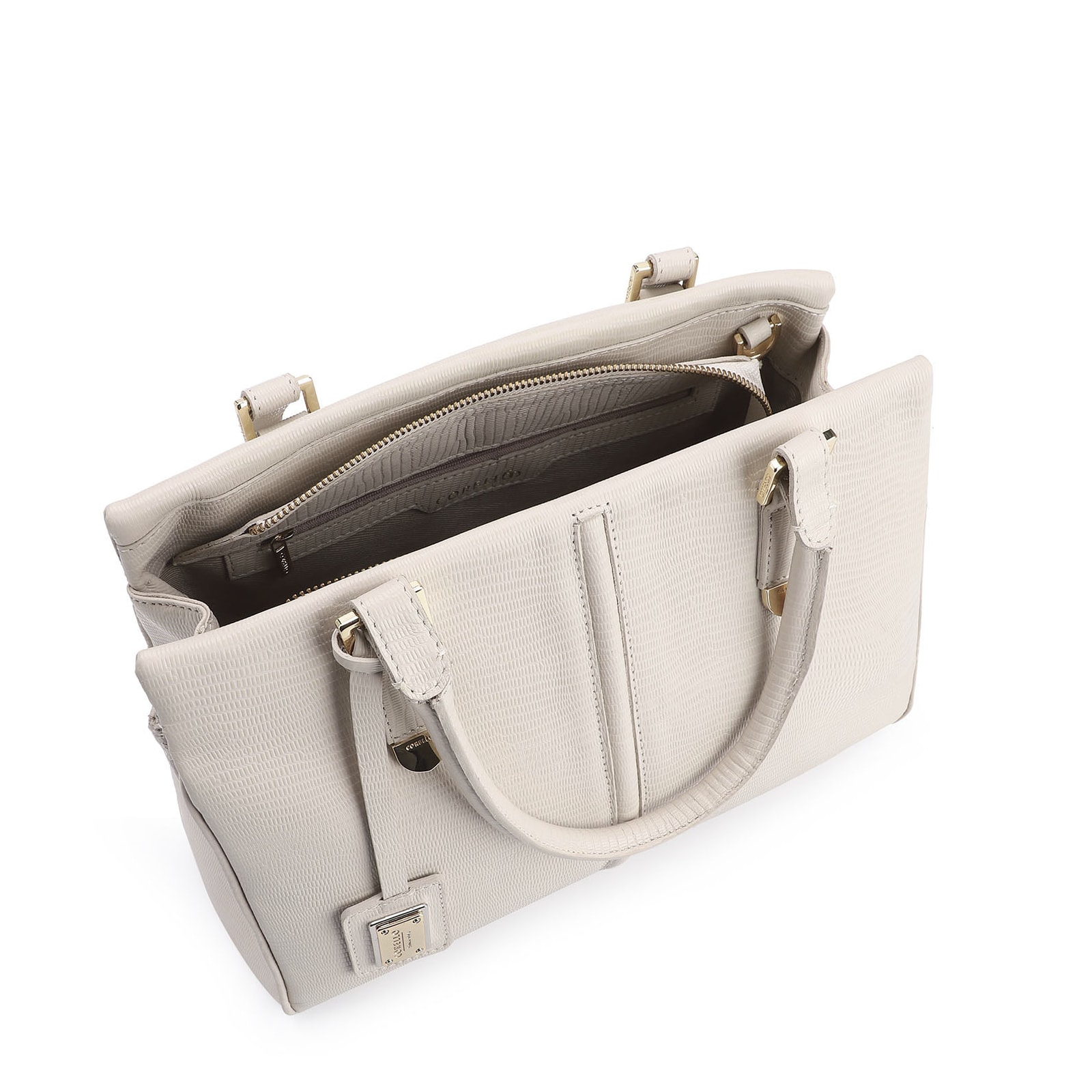 Bolsa Tote Couro Lezard Off White