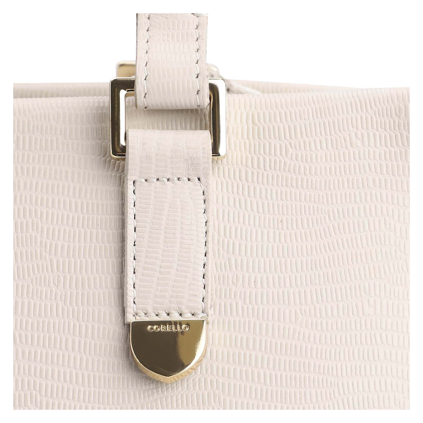 Bolsa Tote Couro Lezard Off White