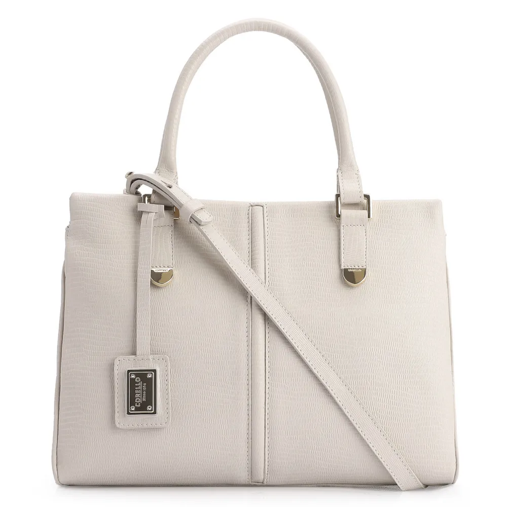 Bolsa Tote Couro Lezard Off White