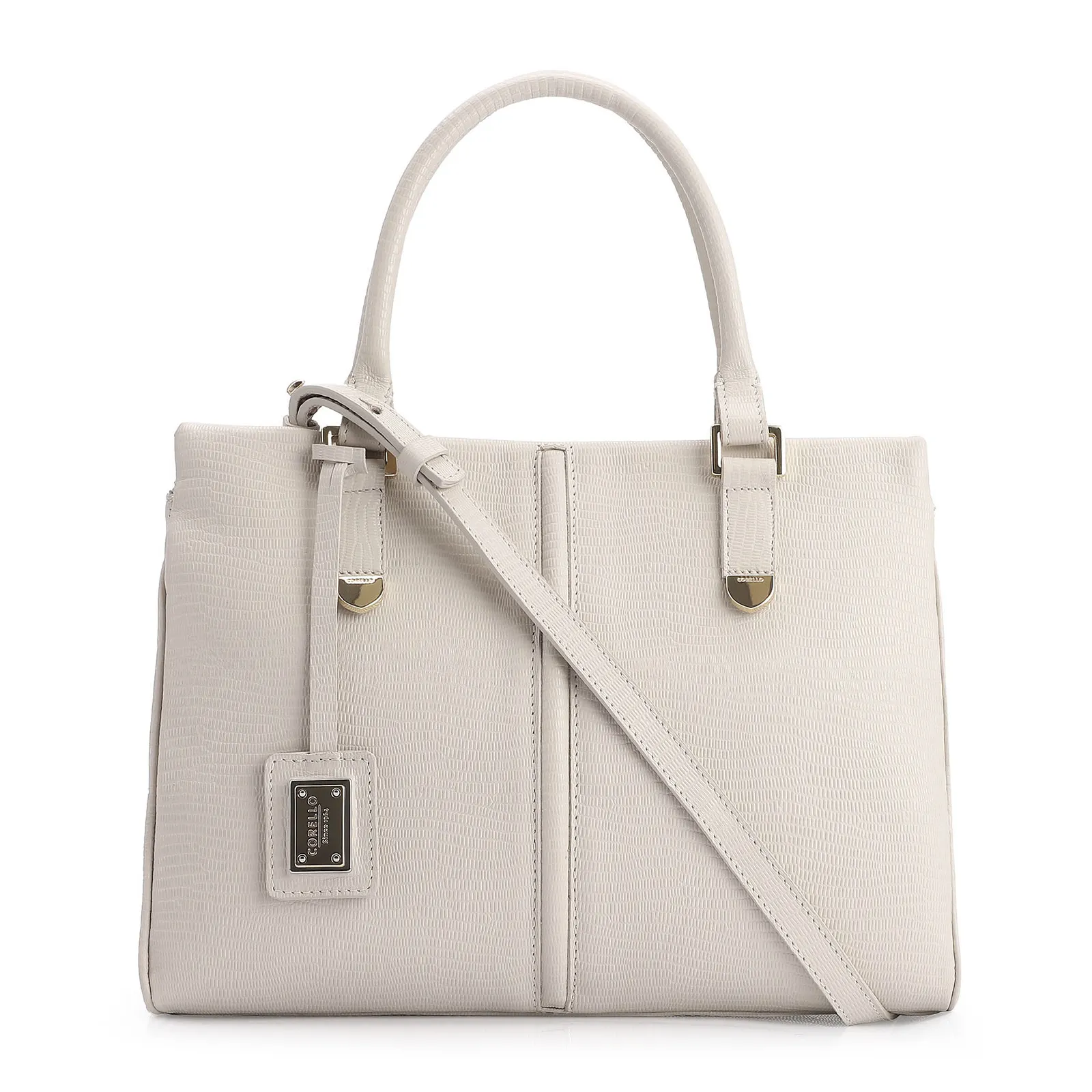 Bolsa Tote Couro Lezard Off White