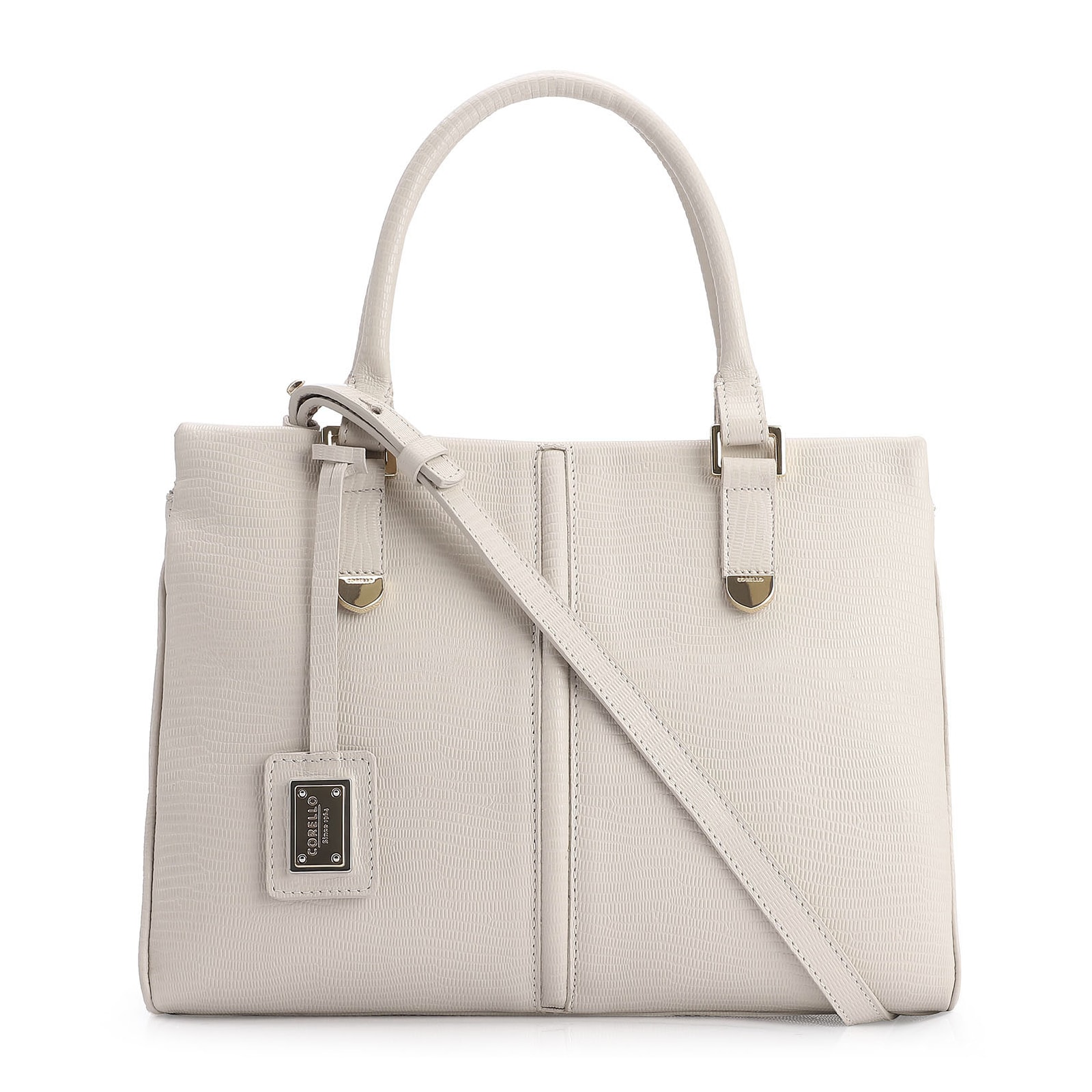 Bolsa Tote Couro Lezard Off White