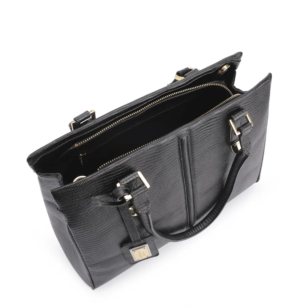 Bolsa Tote Couro Lezard Preto - imagem 4