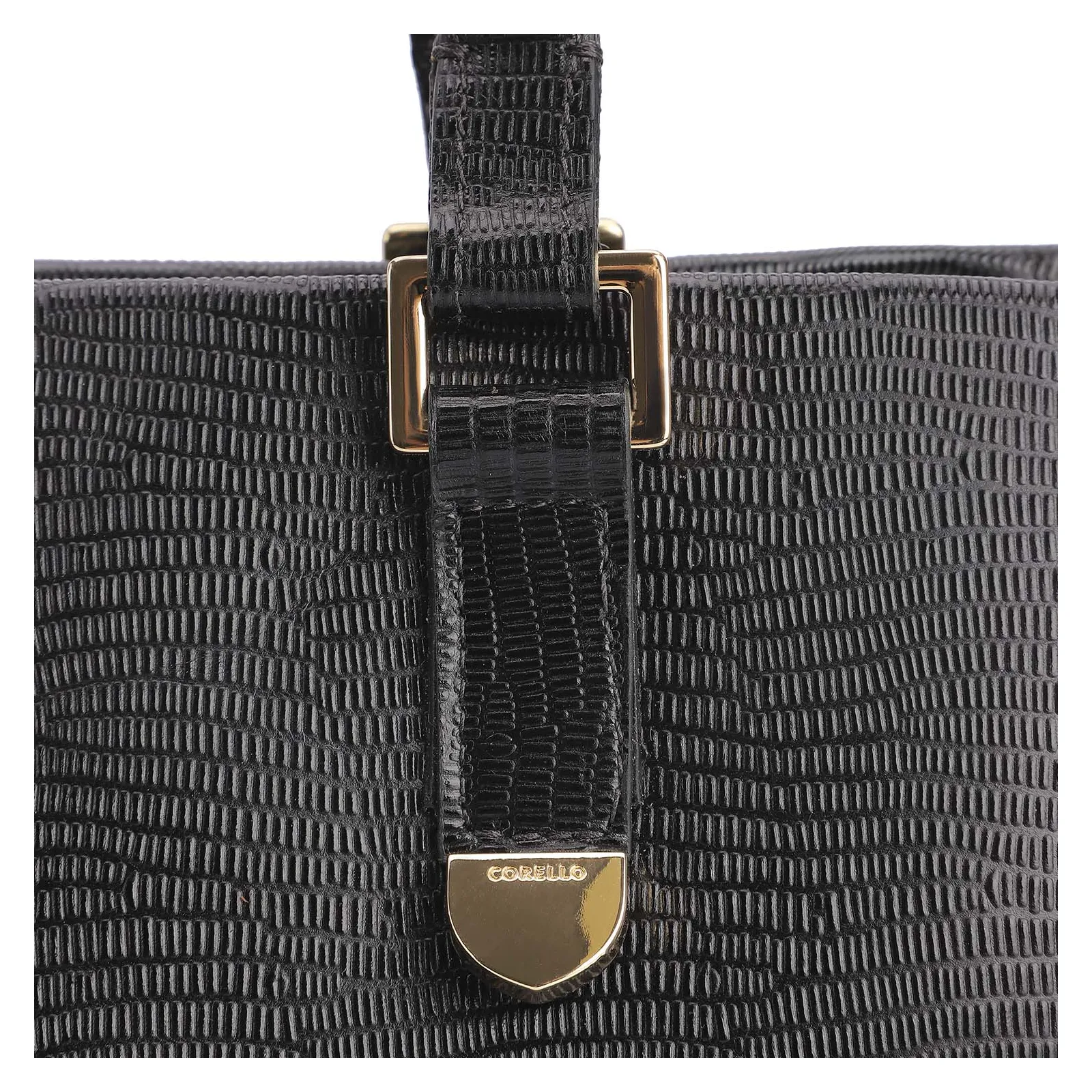 Bolsa Tote Couro Lezard Preto
