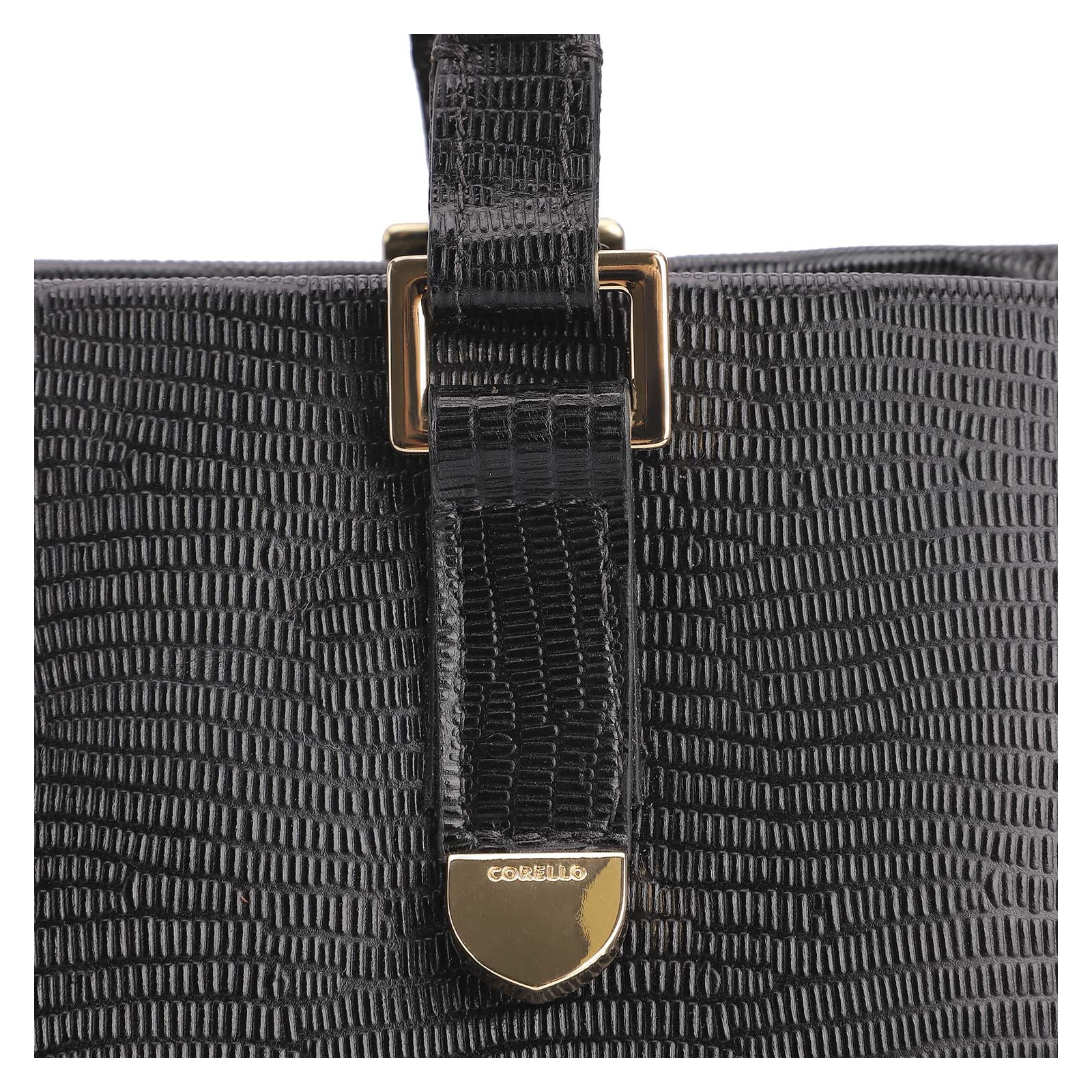 Bolsa Tote Couro Lezard Preto