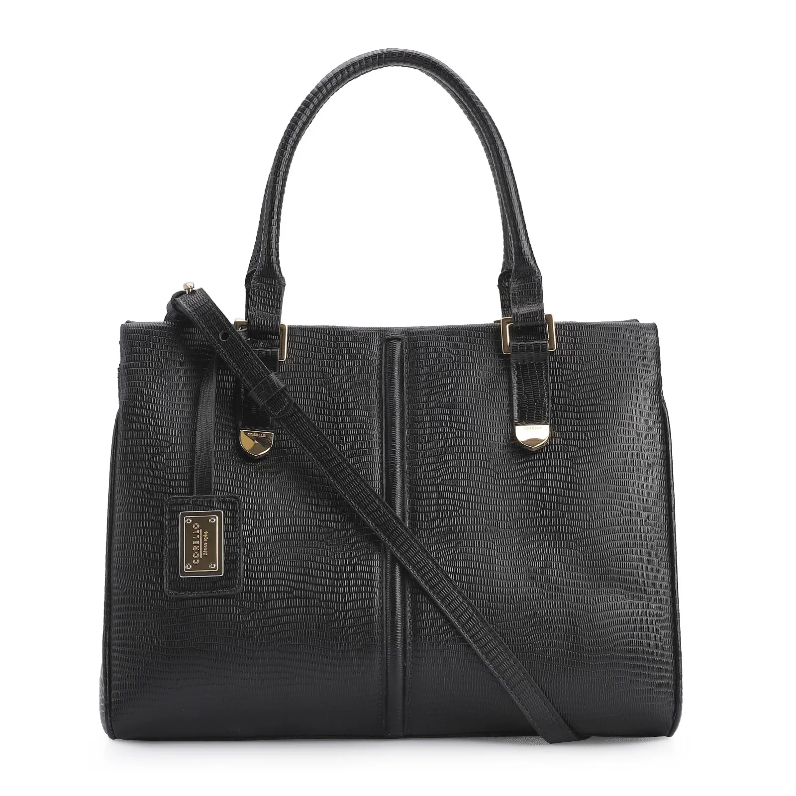 Bolsa Tote Couro Lezard Preto