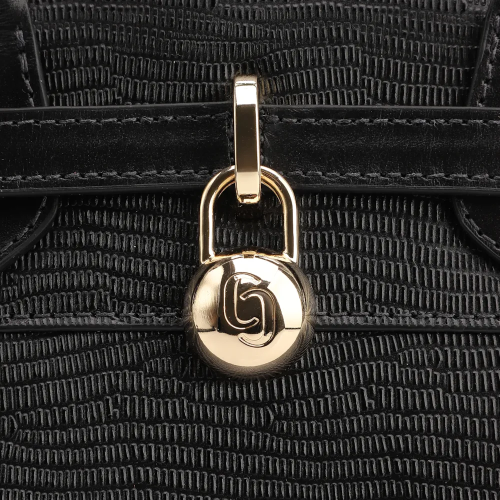 Bolsa Tote Couro Lezard Preto/Couro Preto - imagem 5