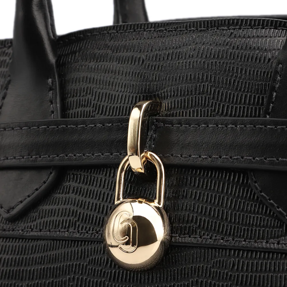 Bolsa Tote Couro Lezard Preto/Couro Preto - imagem 7